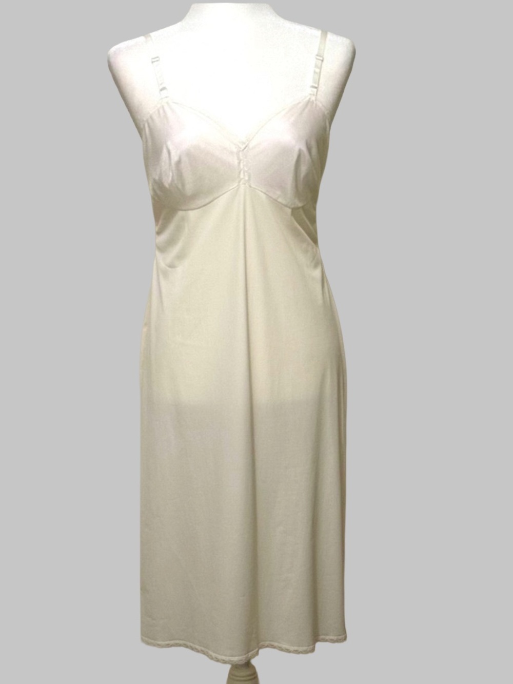 Vintage Ivory Lace Slip Dress S Adjustable Straps Coquette Bridal Lingerie Cream